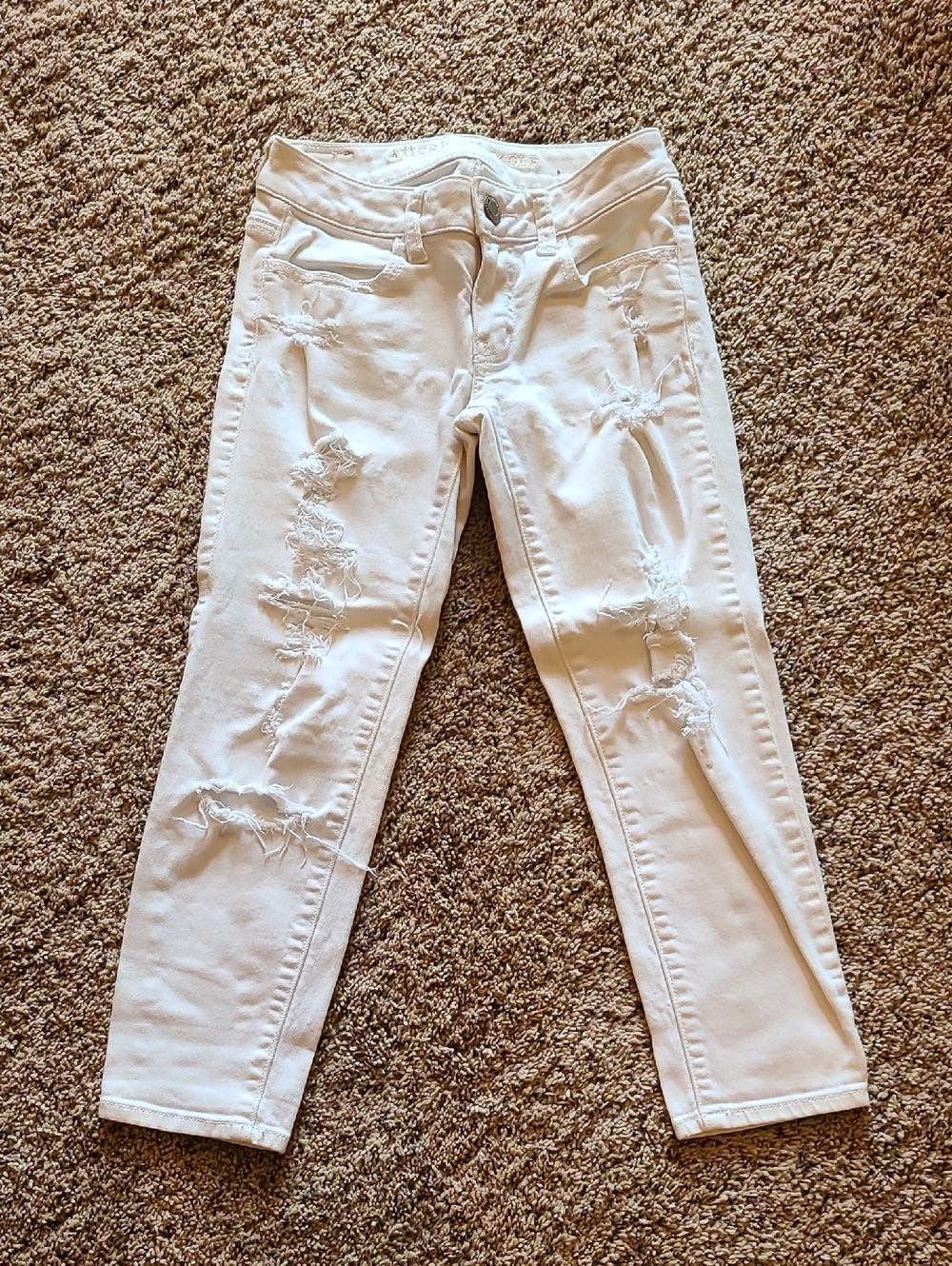 American Eagle Outfitters White Distressed Skinny Jeans - Women
